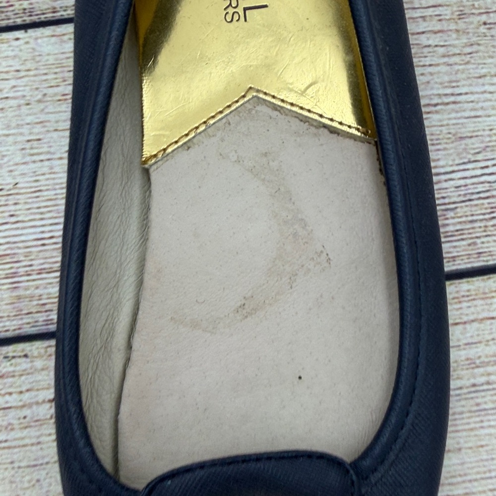 Michael Kors Navy Flats with Gold Logo - Picture 10 of 15
